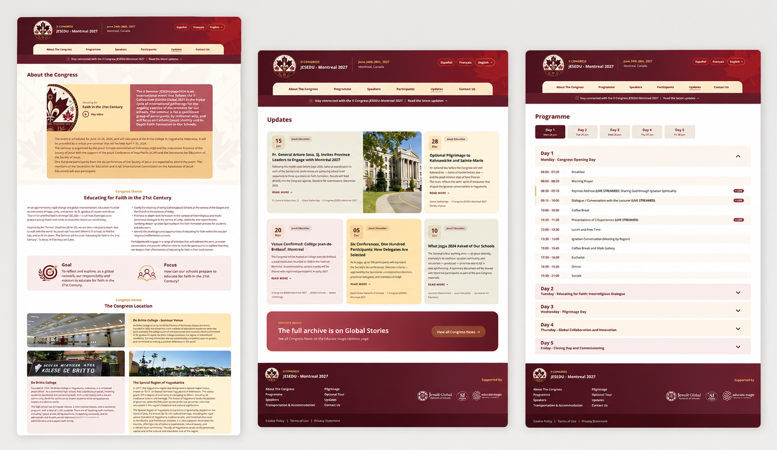 JESEDU-Montréal 2027 congress microsite — About page